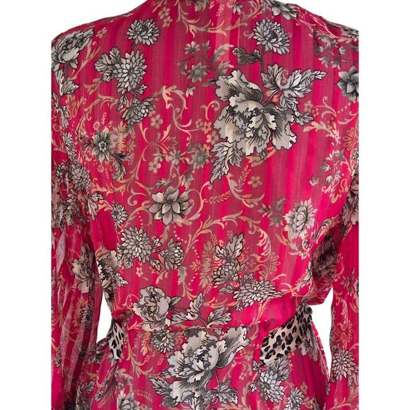 In Bloom by Jonquil Sheer Leopard Floral Robe Small Black Lace Trim - Picture 9 of 11